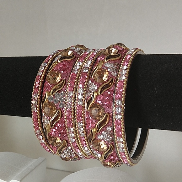 6pc set Hyderabad India Stone Bangles - Picture 2 of 8